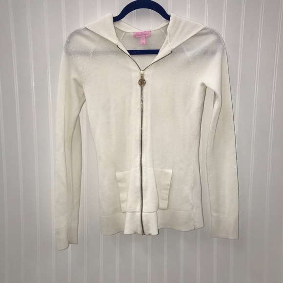 Lilly Pulitzer Cream Josephine Zip Up Knit Hoodie - Picture 5 of 9